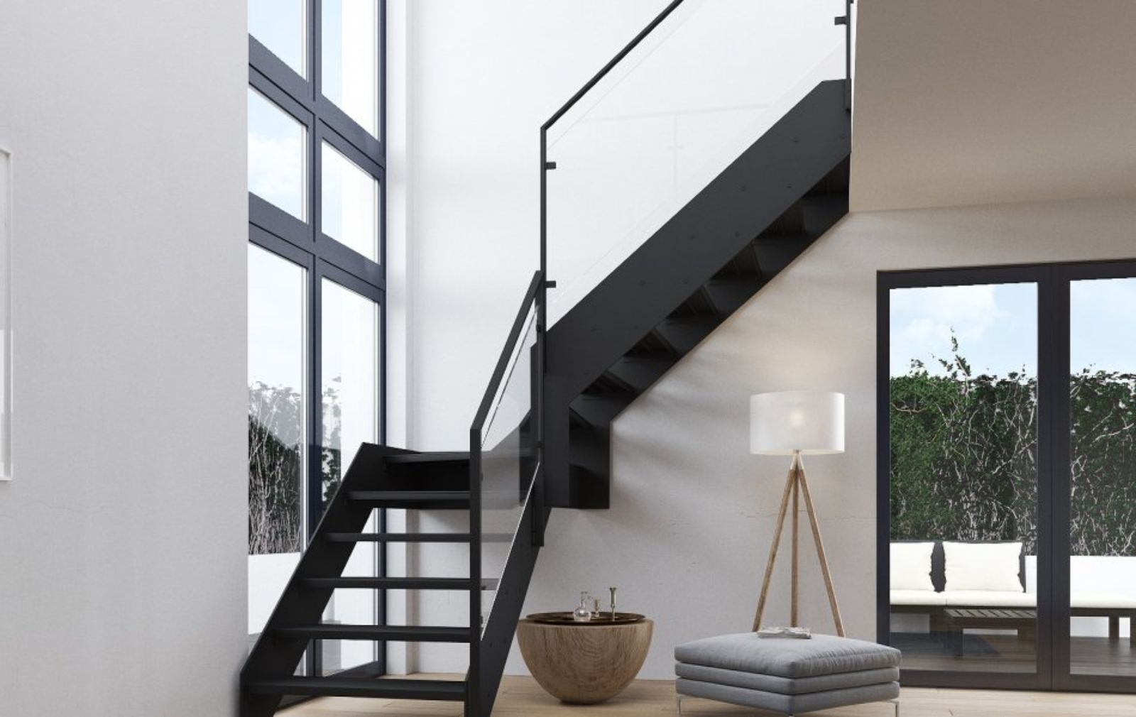 Futura est un escalier dont la ligne est élégante et droite.