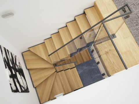 Escalier interieur en metal sur mesure design acier, bois & verre