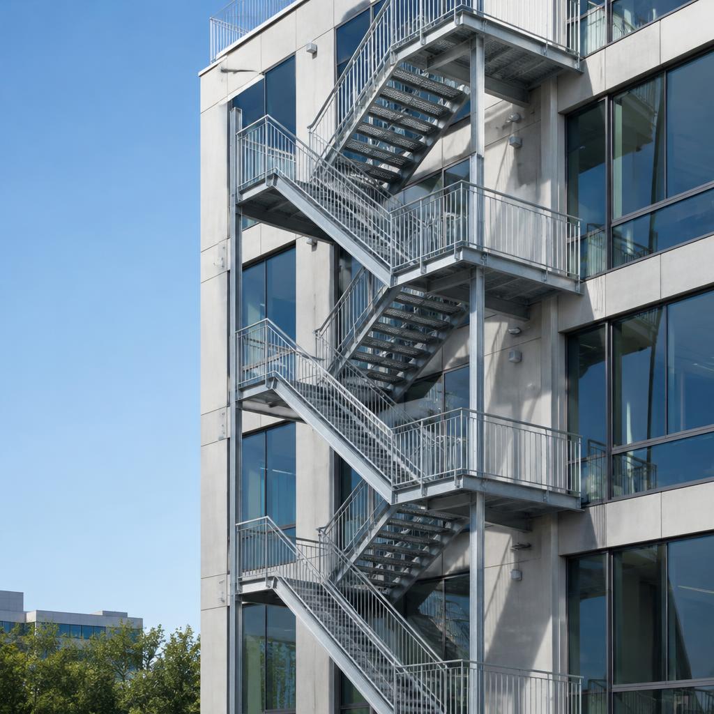 Escalier de secours sur un bâtiment tertiaire